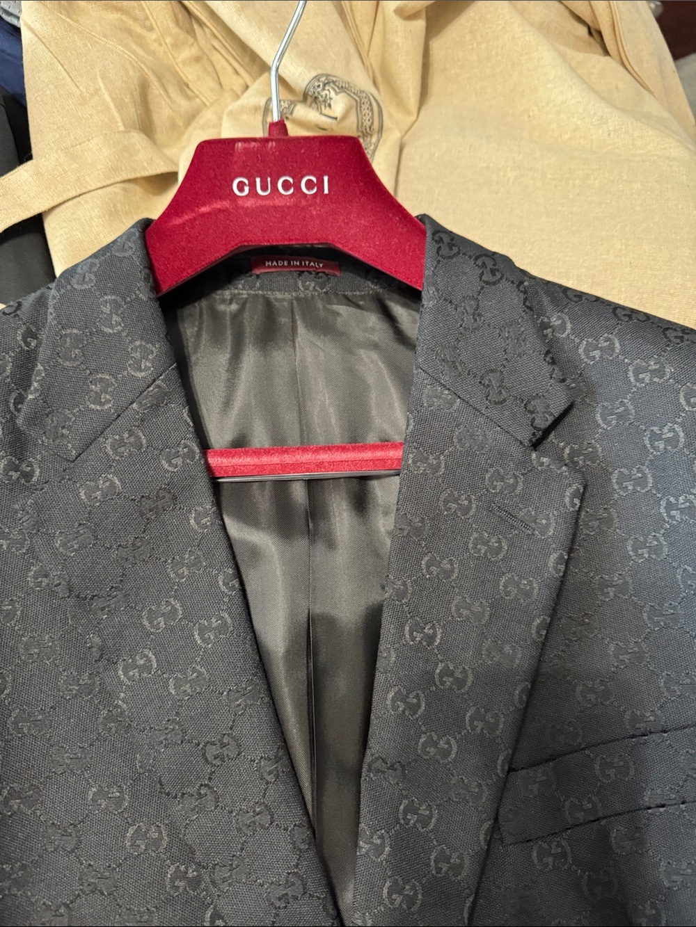 Gucci Black Tonal Monogram Men's Blazer